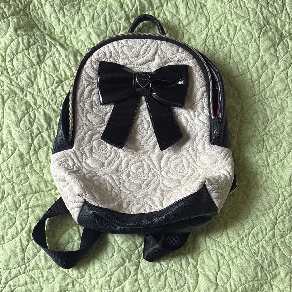 Betsey Johnson Black and Cream mini Backpack